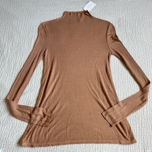Enza Costa Tan Ribbed Long Sleeve Top